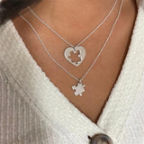 Love Puzzle Heart Necklace Steel Couple Gift Punk Jewelry