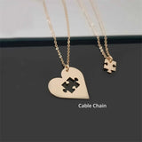 Love Puzzle Heart Necklace Steel Couple Gift Punk Jewelry