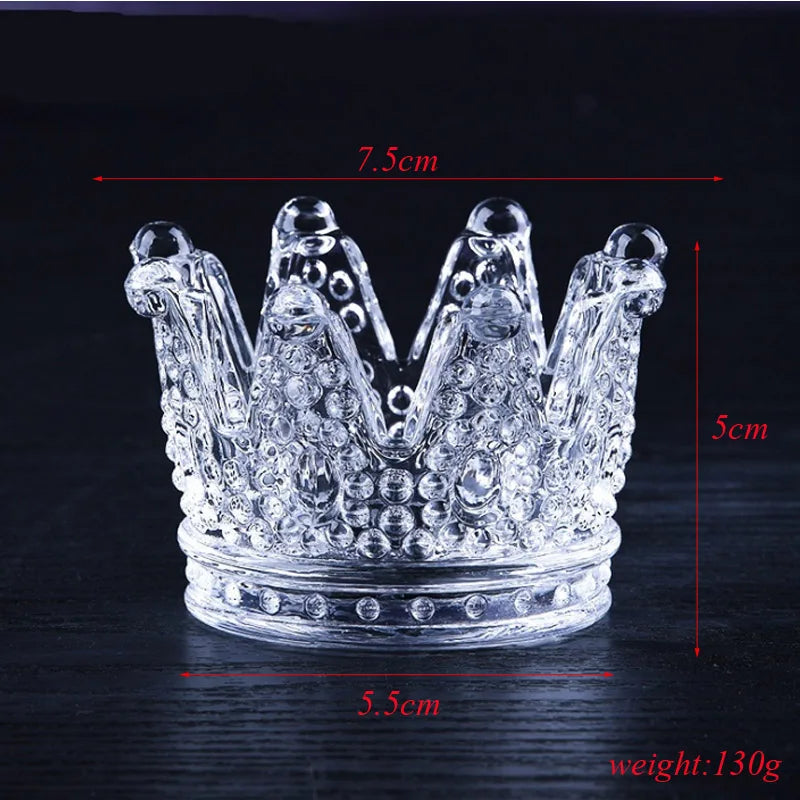 Embossed Glass Crown Candlestick Beauty Egg Tray Cosmetic Jewelry Storage Box