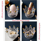 Embossed Glass Crown Candlestick Beauty Egg Tray Cosmetic Jewelry Storage Box