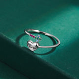 Irregular Emerald Cross Love Letter Sterling Silver Couple Ring