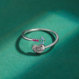 Irregular Emerald Cross Love Letter Sterling Silver Couple Ring