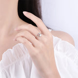 Irregular Emerald Cross Love Letter Sterling Silver Couple Ring