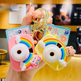 Rainbow Projection Camera Toy Keychain Flashlight Pendant for Women
