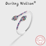 Rainbow Sapphire Ruby Snake Head Shape Full Diamond Couple Ring