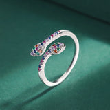 Rainbow Sapphire Ruby Snake Head Shape Full Diamond Couple Ring