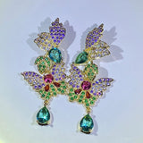 Rainbow Butterfly Wings Amethyst Crystal Stud Earrings