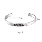 Red Medical Alert Cuff Bracelet Women EPILEPSY DIABETES SOS Stainless Steel