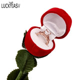 Red Rose Velvet Ring Box Wedding Surprise Engagement Marriage Jewelry Display