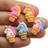 Resin Beads Unicorn Ice Cream Charms Hair Bow DIY Accessory