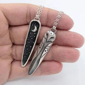 Vintage Owl Star Moon Pendant Necklace for Couples