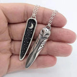 Vintage Owl Star Moon Pendant Necklace for Couples