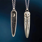 Vintage Owl Star Moon Pendant Necklace for Couples