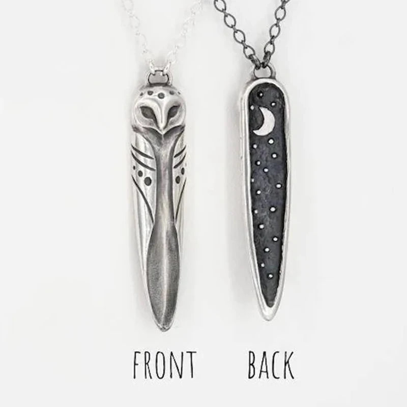 Vintage Owl Star Moon Pendant Necklace for Couples