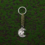 Retro Green Dragon Pendant Keychain Hand Woven Rope for Men Women Gift