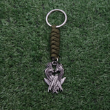 Retro Green Dragon Pendant Keychain Hand Woven Rope for Men Women Gift