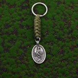 Retro Green Dragon Pendant Keychain Hand Woven Rope for Men Women Gift