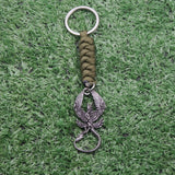 Retro Green Dragon Pendant Keychain Hand Woven Rope for Men Women Gift