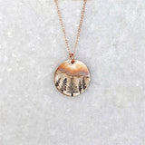 Retro Round Winter Sunset Pine Necklace