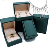 Green Pu Leather Jewelry Holder Ring Earring Box