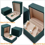 Green Pu Leather Jewelry Holder Ring Earring Box