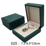 Green Pu Leather Jewelry Holder Ring Earring Box