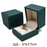 Green Pu Leather Jewelry Holder Ring Earring Box