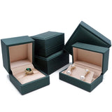 Green Pu Leather Jewelry Holder Ring Earring Box