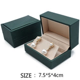 Green Pu Leather Jewelry Holder Ring Earring Box