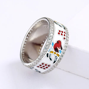 Enamel Bird Shape Ring for Women, Animal Couple Engagement Ring