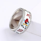 Enamel Bird Shape Ring for Women, Animal Couple Engagement Ring