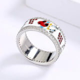 Enamel Bird Shape Ring for Women, Animal Couple Engagement Ring