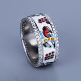 Enamel Bird Shape Ring for Women, Animal Couple Engagement Ring