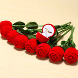 Flocking Rose Flower Ring Box Wedding Engagement Valentine Gift