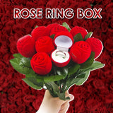 Flocking Rose Flower Ring Box Wedding Engagement Valentine Gift