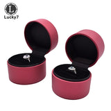 Round Leather Plush Ring Box Pendant Box Jewelry Storage Box