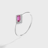 Sterling Silver Ruby Pink Diamond Couple Ring Geometric Engagement Gift Jewelry