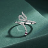 Ruby Snake Head Sterling Silver Ring with Diamonds for Women
