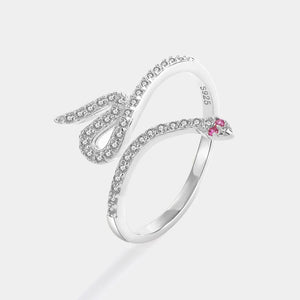 Ruby Snake Head Sterling Silver Ring with Diamonds for Women