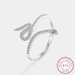 Ruby Snake Head Sterling Silver Ring with Diamonds for Women