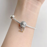 S925 Sterling Silver Heartbeat Footprint Beads Mother's Personality Necklace