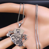 Skull Head Poker Necklace for Men Stainless Steel Pendant Necklaces