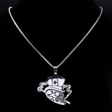 Skull Head Poker Necklace for Men Stainless Steel Pendant Necklaces