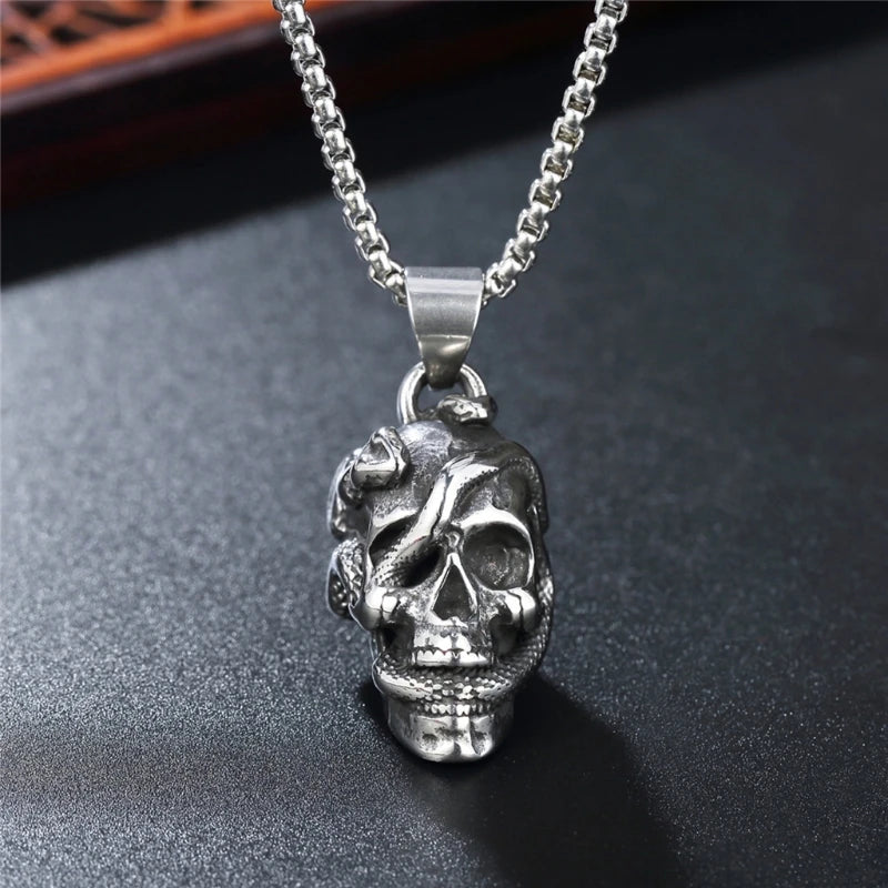 Snake Skull Necklace for Halloween Horror Parties
