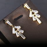 Geometric Zircon Silver-Plated Stud Earrings For Women