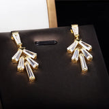 Geometric Zircon Silver-Plated Stud Earrings For Women