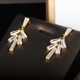 Geometric Zircon Silver-Plated Stud Earrings For Women