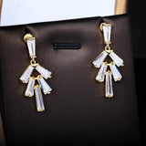 Geometric Zircon Silver-Plated Stud Earrings For Women