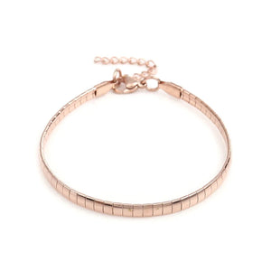 Stainless Steel Snake Chain Bracelet Rose Silver Rectangle Charms Gifts