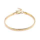 Stainless Steel Snake Chain Bracelet Rose Silver Rectangle Charms Gifts